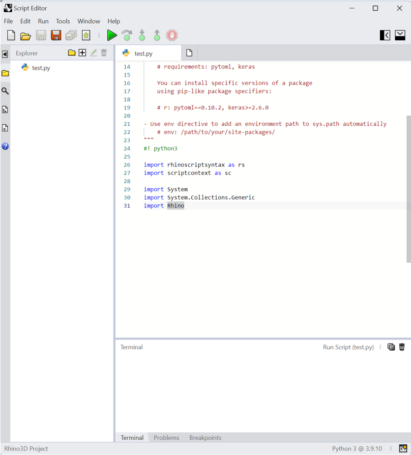 Rhino Script Editor